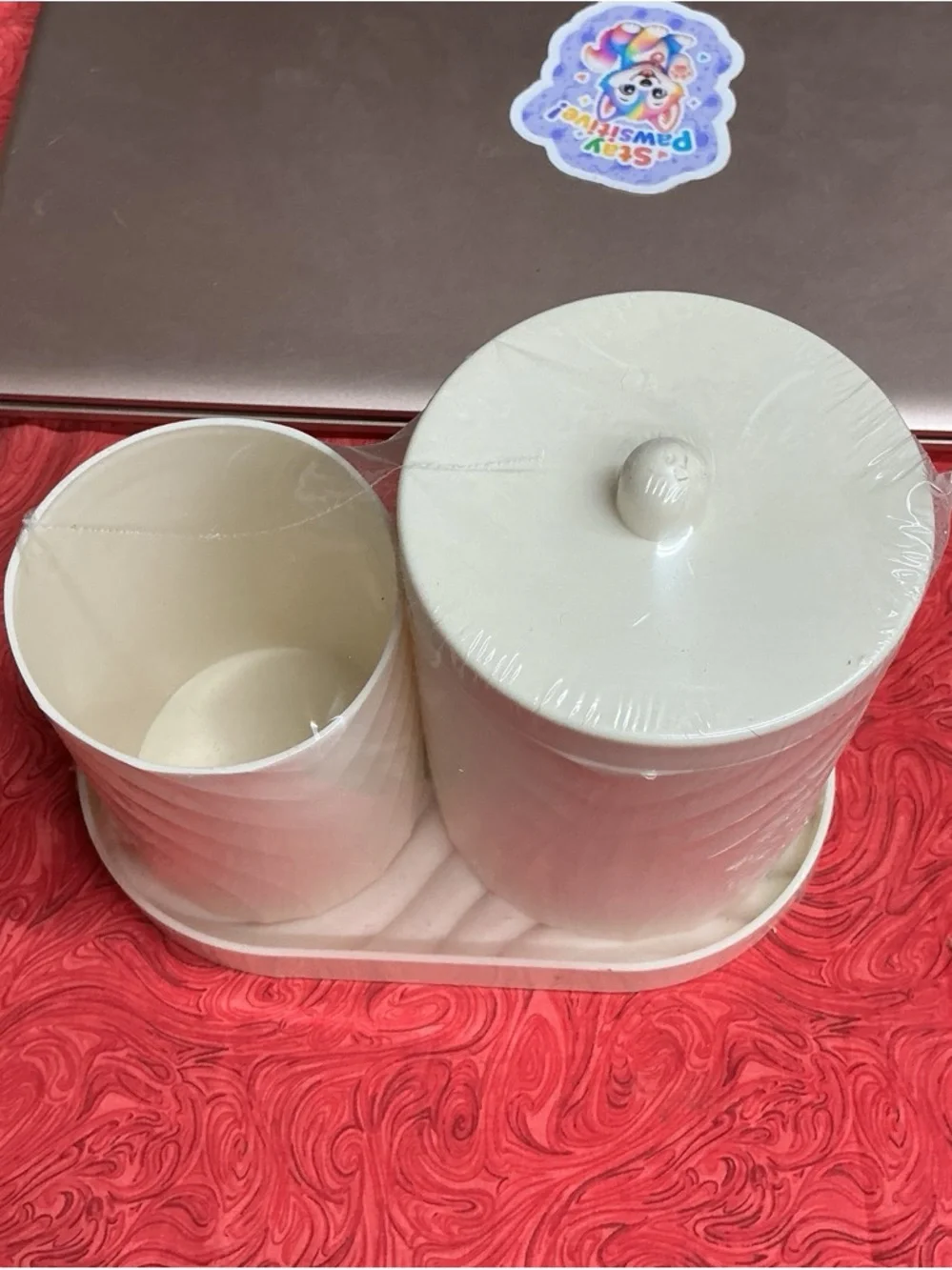 White Plastic Canister Set with tray